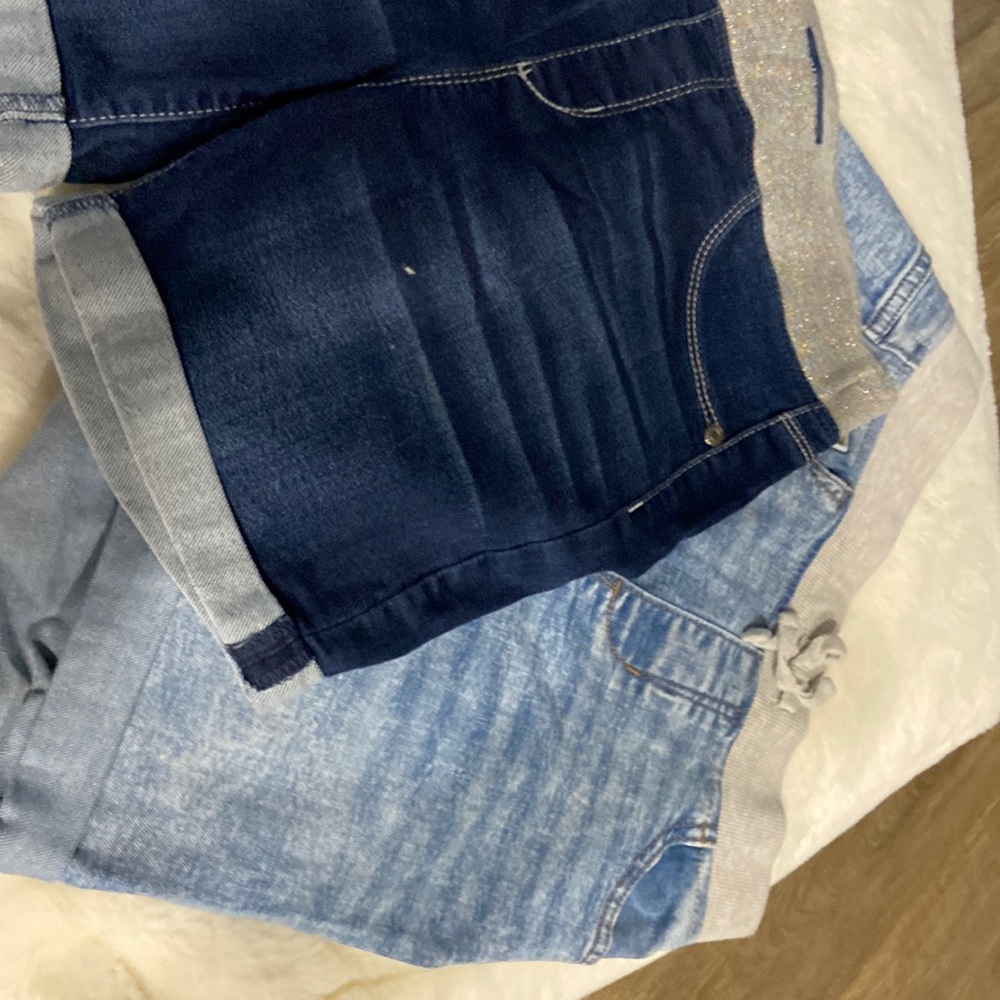 Dark and light jean shorts